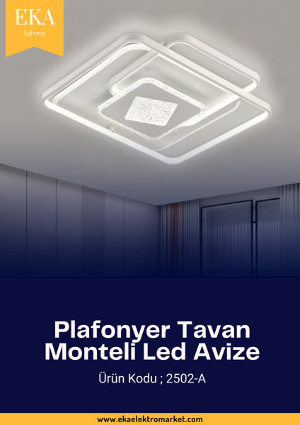 Eka Plafonyer Tavan Modern Ultra Power 3 Renk Ledli Avize 2502-A