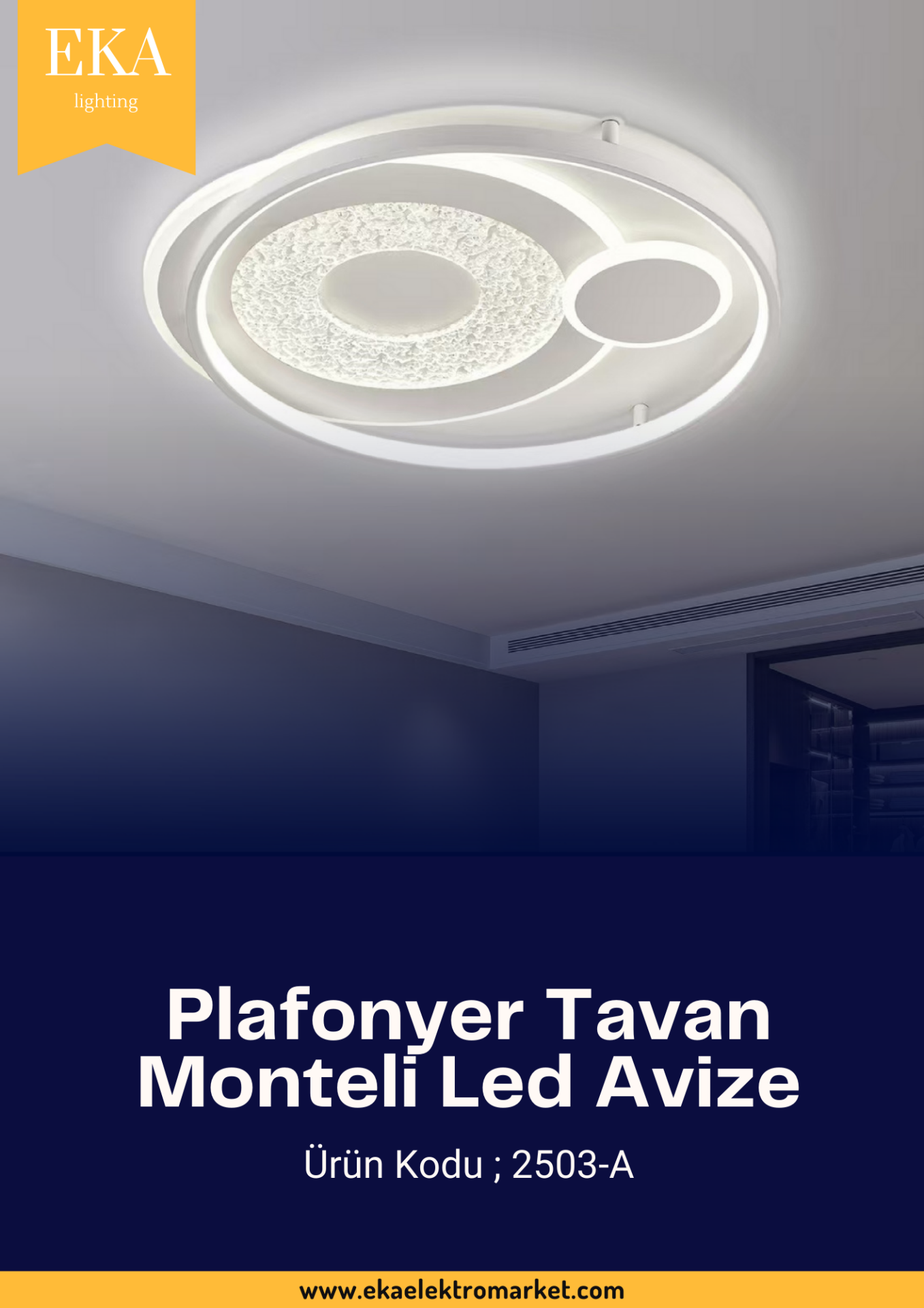 Eka Plafonyer Tavan Modern Ultra Power 3 Renk Ledli Avize 2503-A