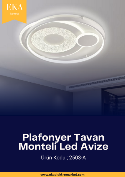Eka Plafonyer Tavan Modern Ultra Power 3 Renk Ledli Avize 2503-A