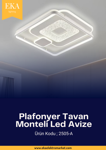 Eka Plafonyer Tavan Modern Ultra Power 3 Renk Ledli Avize 2505-A
