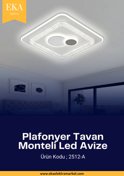 Eka Plafonyer Tavan Modern Ultra Power 3 Renk Ledli Avize 2512-A
