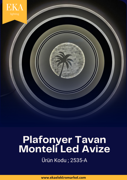 Eka Plafonyer Tavan Modern Ultra Power 3 Renk Ledli Avize 2535-A