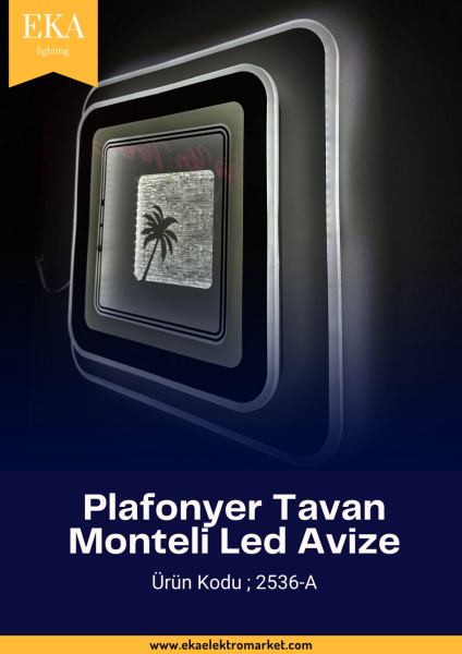 Eka Plafonyer Tavan Modern Ultra Power 3 Renk Ledli Avize 2536-A