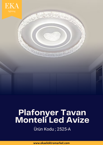 Eka Plafonyer Tavan Modern Ultra Power 3 Renk Ledli Avize 2525-A