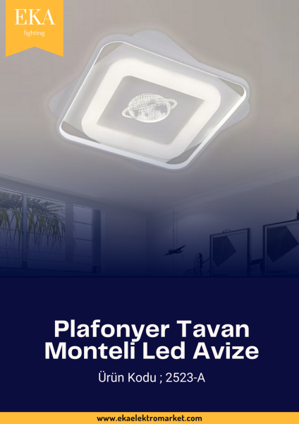 Eka Plafonyer Tavan Modern Ultra Power 3 Renk Ledli Avize 2523-A