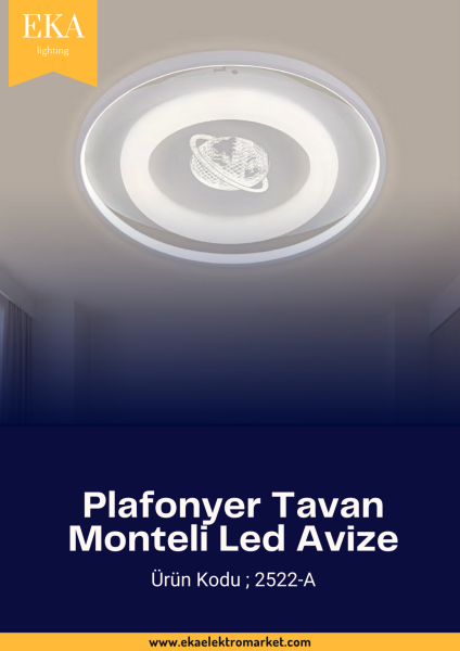 Eka Plafonyer Tavan Modern Ultra Power 3 Renk Ledli Avize 2522-A
