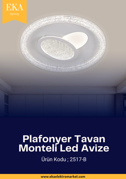 Eka Plafonyer Tavan Modern Ultra Power 3 Renk Ledli Avize 2517-B