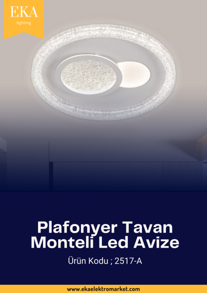 Eka Plafonyer Tavan Modern Ultra Power 3 Renk Ledli Avize 2517-A