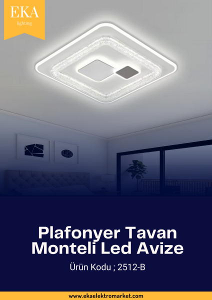 Eka Plafonyer Tavan Modern Ultra Power 3 Renk Ledli Avize 2512-B